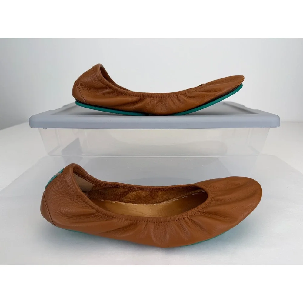 Tieks by Gavrieli Foldable Leather Ballet Flats Size 8 Chestnut Brown Classic